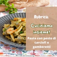 PASTA CON PESTO DI CARCIOFI E GAMBERETTI